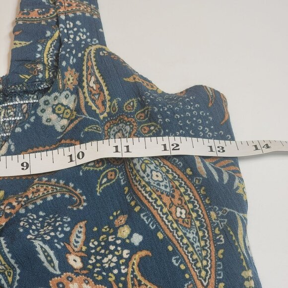 Honey & Sparkle Tank Top, Junior M, Blue & Yellow/Green Paisley, Front Tie, NWT - Picture 10 of 12